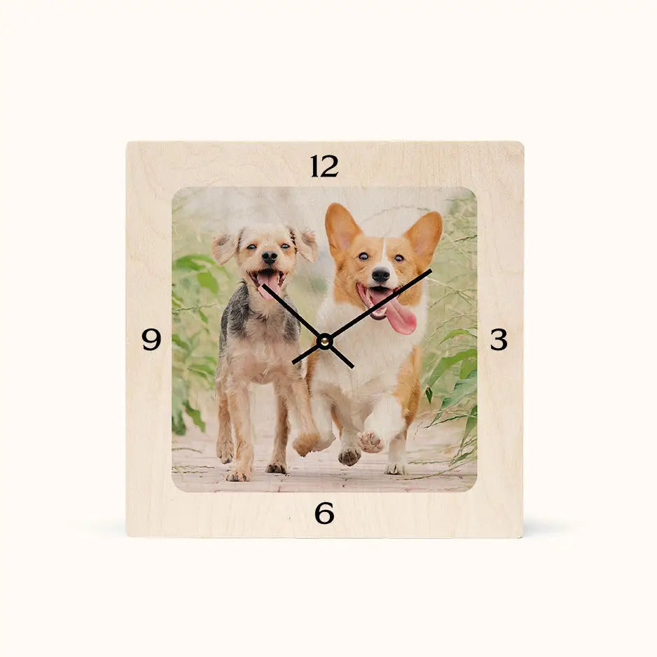 12x12 Square Personalized Clock - Natural Grain / No gift