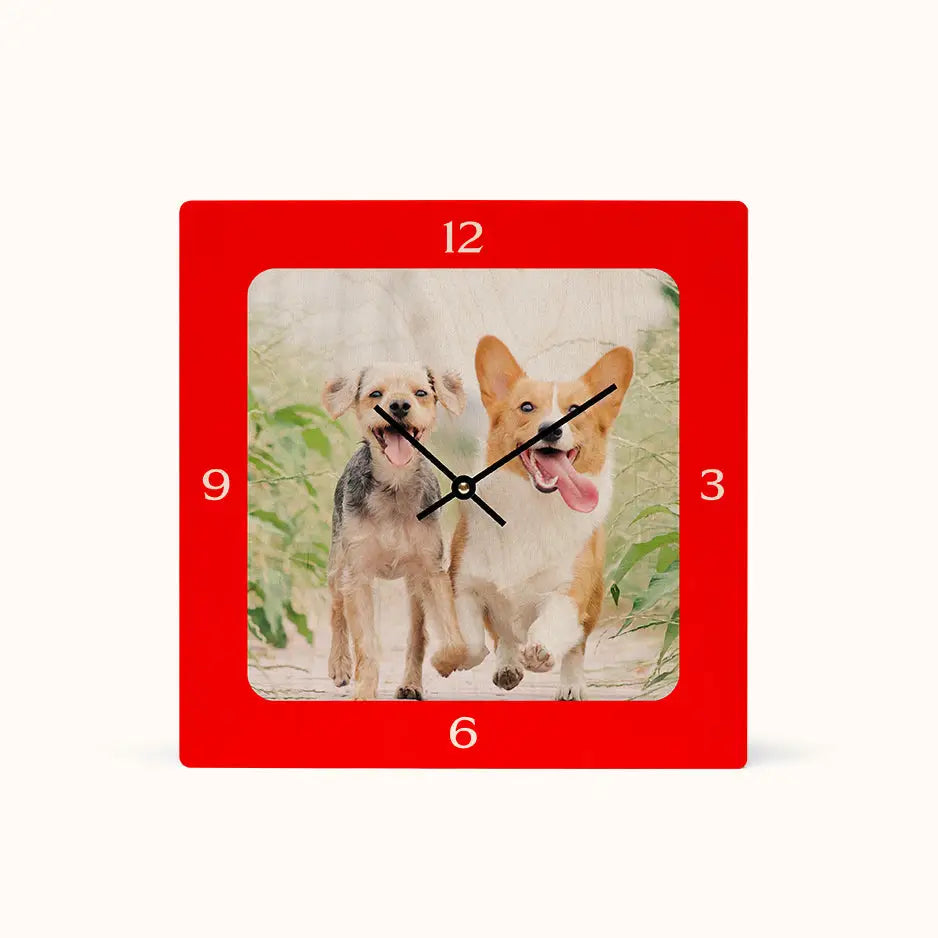 12x12 Square Personalized Clock - Red / No gift wrapped