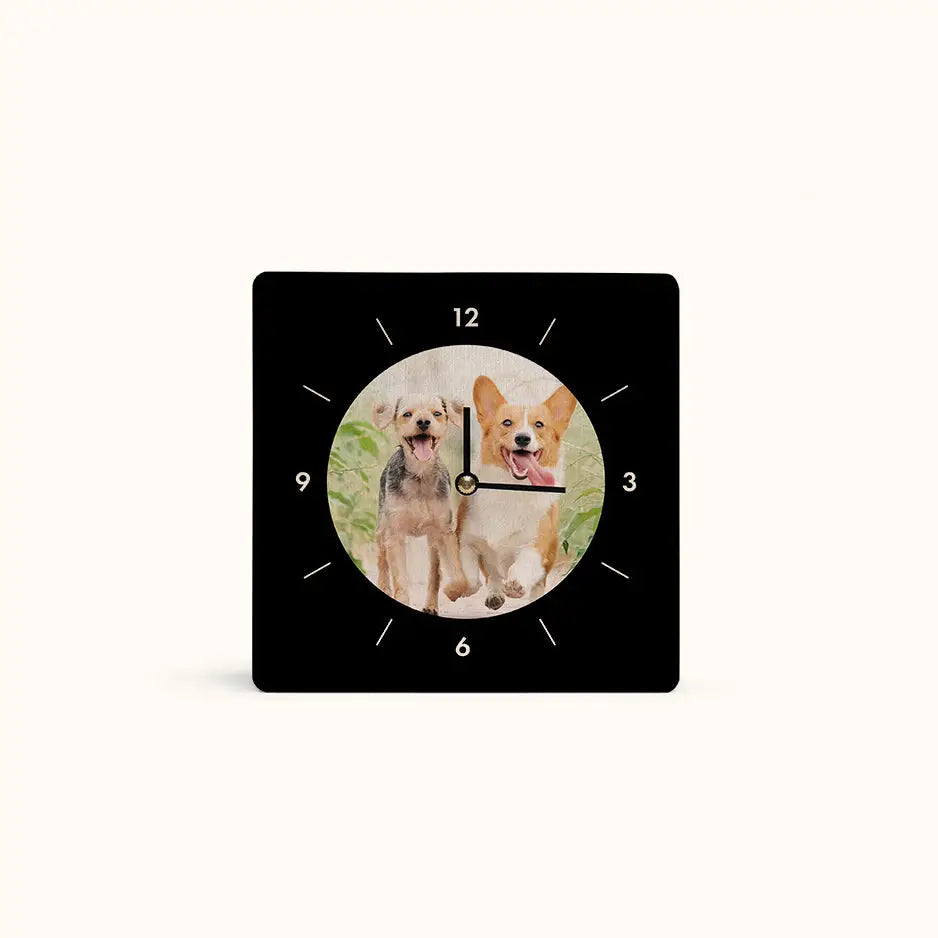 6x6 Circle Personalized Clock - Black / No gift wrapped