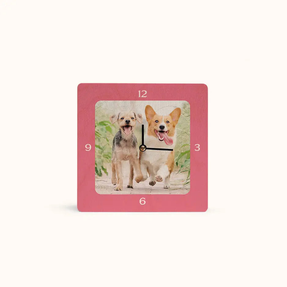 6x6 Square Personalized Clock - Pink / No gift wrapped