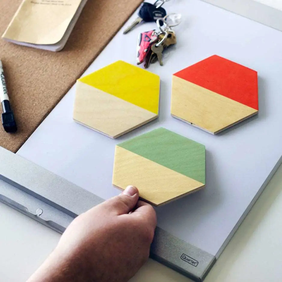 Hexagon Wood Print Magnet Set