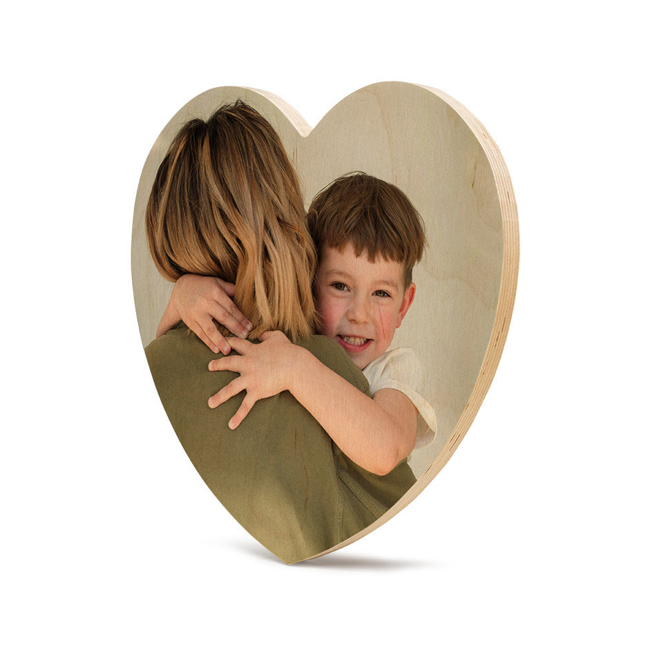 12 Inch Heart Wood Print Vintage Matte 40%