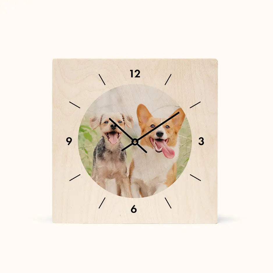12x12 Circle Personalized Clock - Natural Grain / No gift