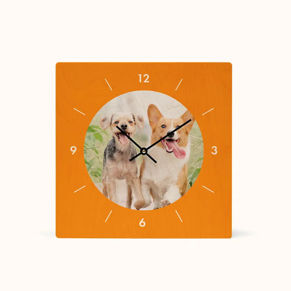 12x12 Circle Personalized Clock - Orange / No gift wrapped