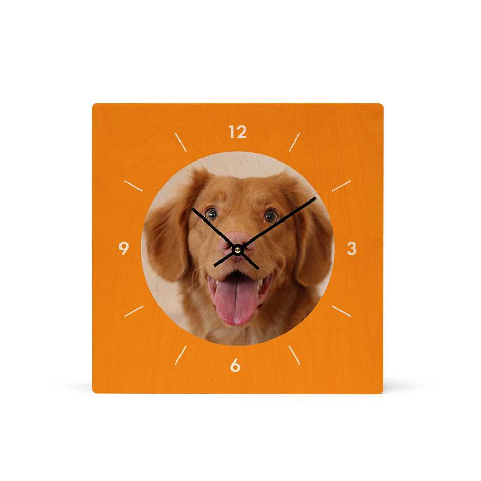 12x12 Circle Personalized Clock - Orange / No gift wrapped