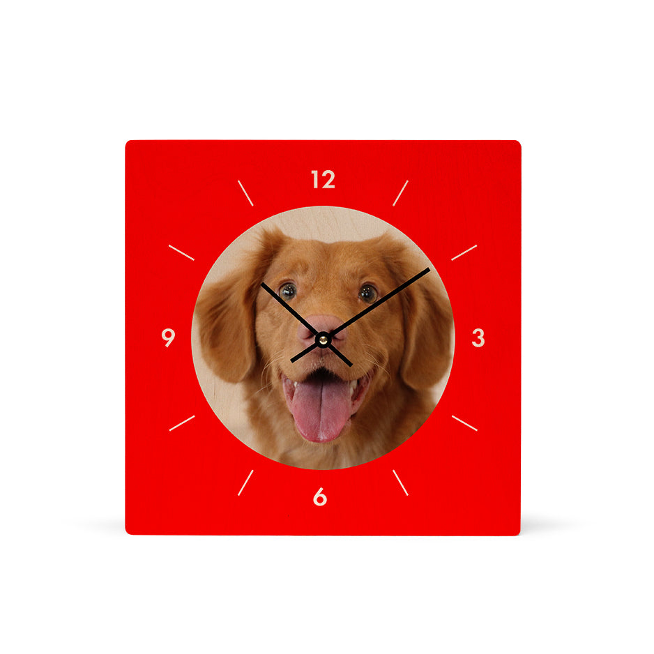 12x12 Circle Personalized Clock - Red / No gift wrapped