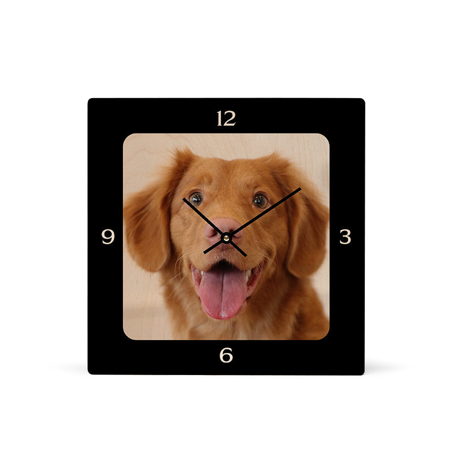 12x12 Square Personalized Clock - Black / No gift wrapped