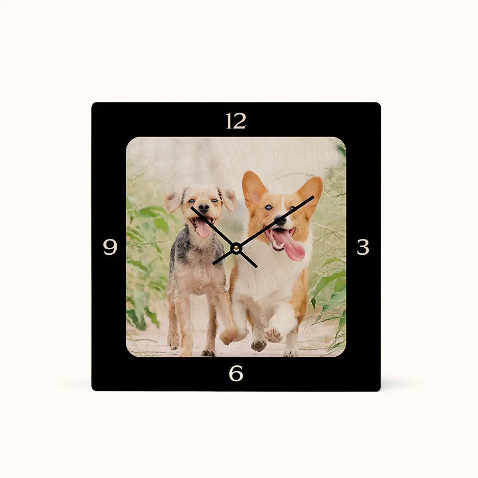 12x12 Square Personalized Clock - Black / No gift wrapped