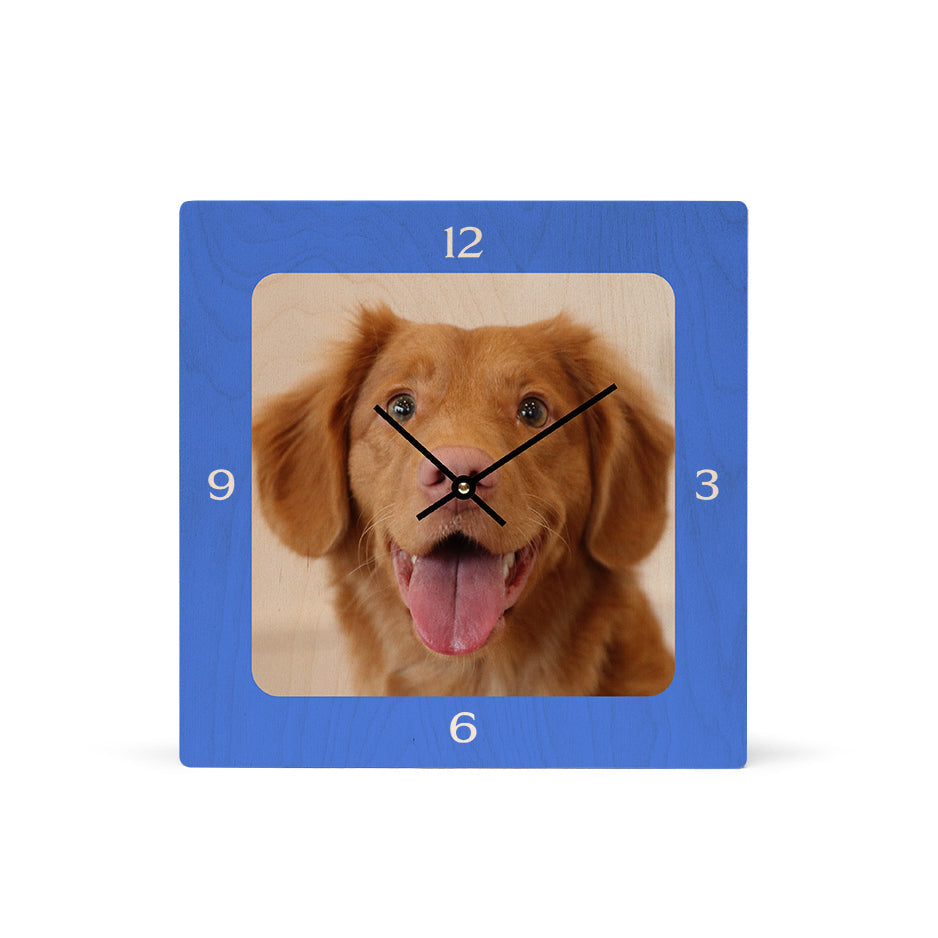 12x12 Square Personalized Clock - Blue / No gift wrapped