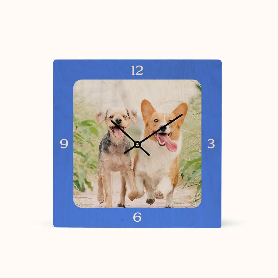 12x12 Square Personalized Clock - Blue / No gift wrapped