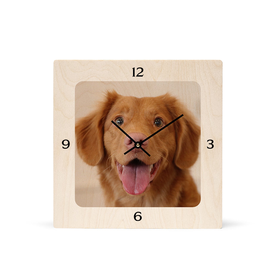 12x12 Square Personalized Clock - Natural Grain / No gift