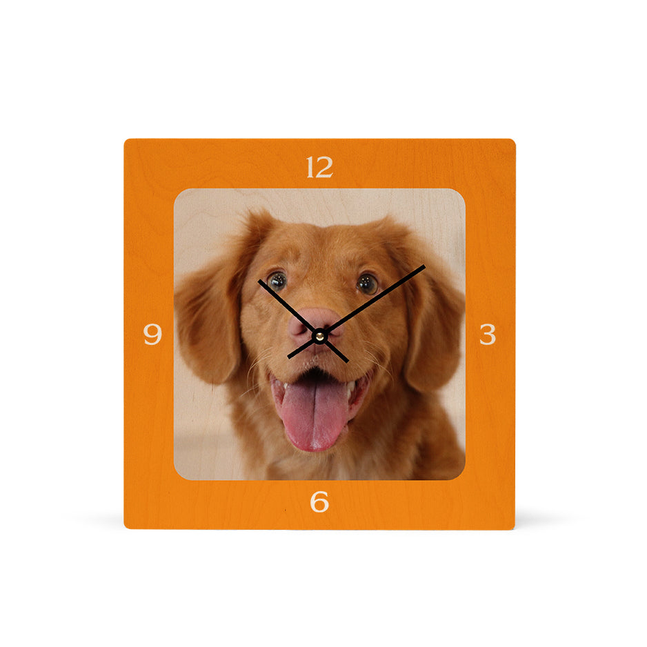 12x12 Square Personalized Clock - Orange / No gift wrapped