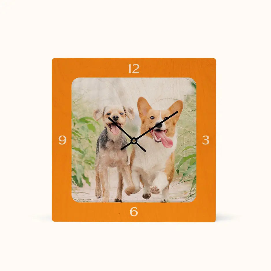 12x12 Square Personalized Clock - Orange / No gift wrapped