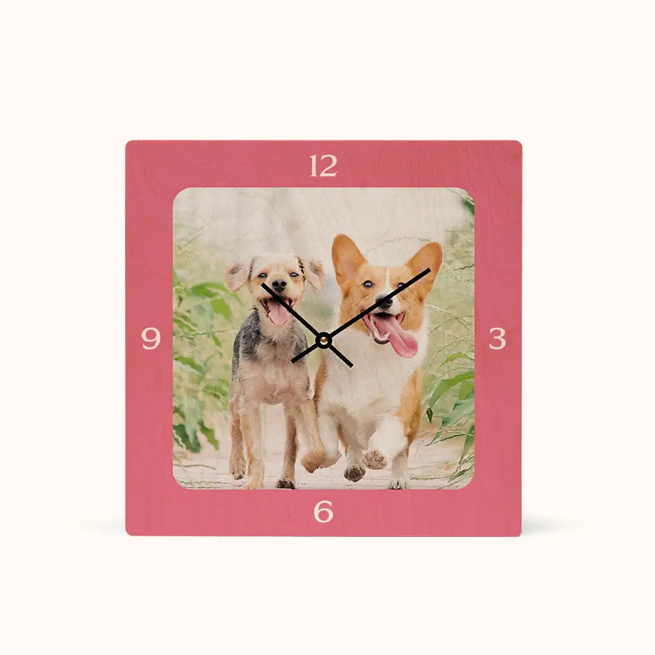 12x12 Square Personalized Clock - Pink / No gift wrapped