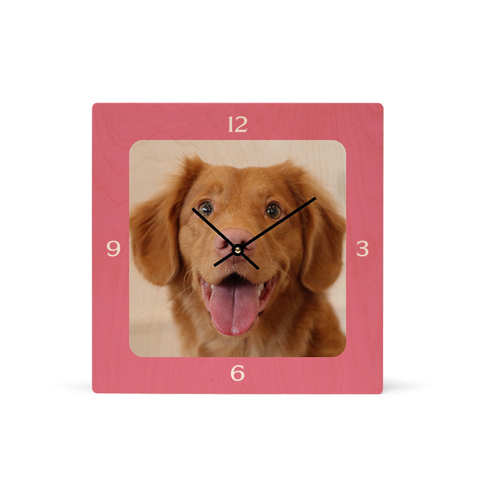 12x12 Square Personalized Clock - Pink / No gift wrapped