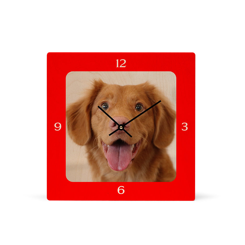 12x12 Square Personalized Clock - Red / No gift wrapped