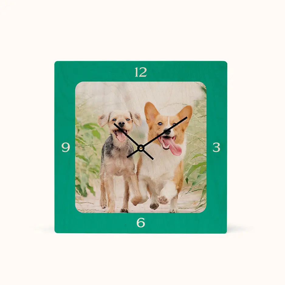 12x12 Square Personalized Clock - Teal / No gift wrapped