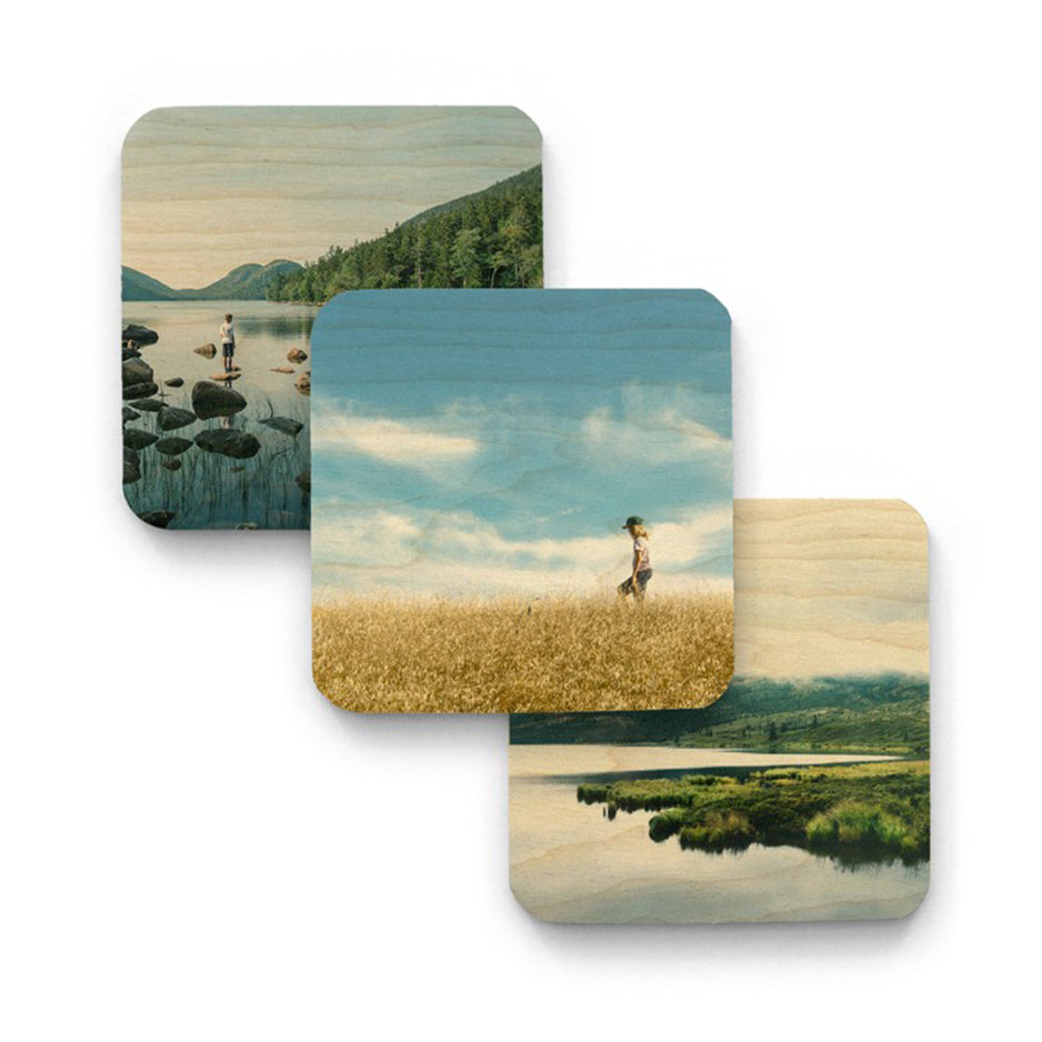 4x4 Square Wood Print Magnet Set