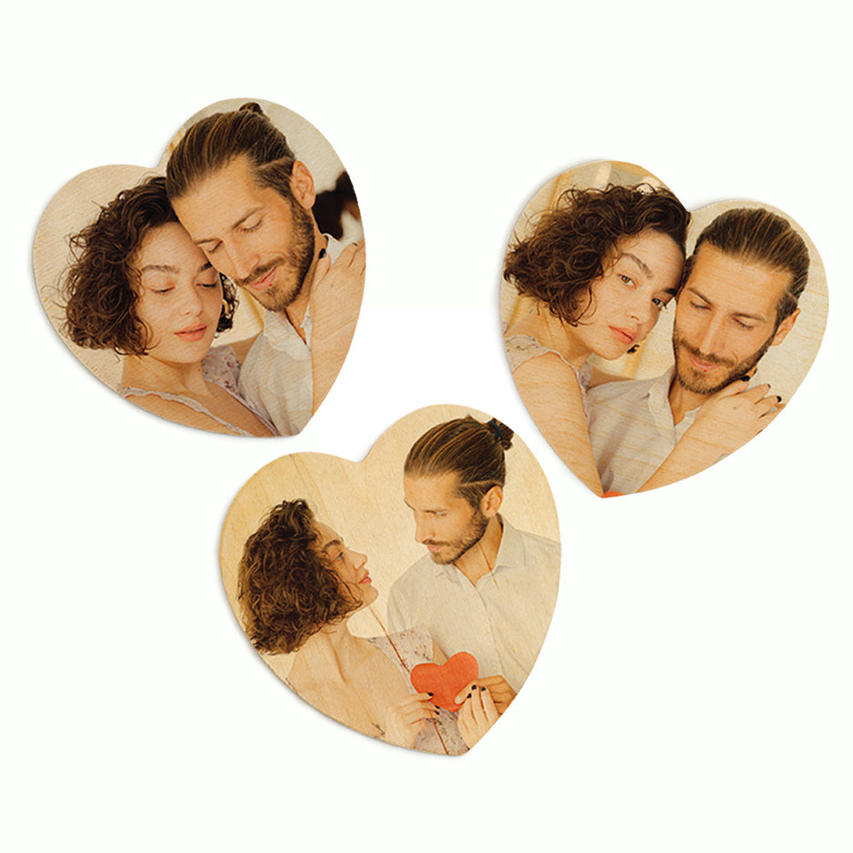 5’’ Heart Wood Print Magnet Set