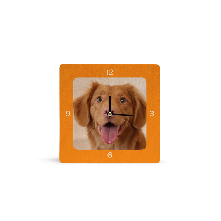 6x6 Square Personalized Clock - Orange / No gift wrapped