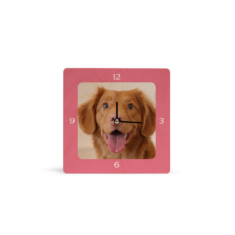 6x6 Square Personalized Clock - Pink / No gift wrapped