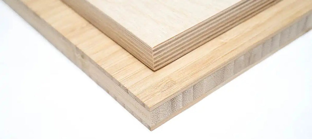 Two pieces of layered plywood with visible wood grain patterns.